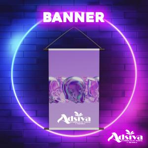 Banner Lona 440g 70x100cm  Brilho Bastão e cordinha ** 