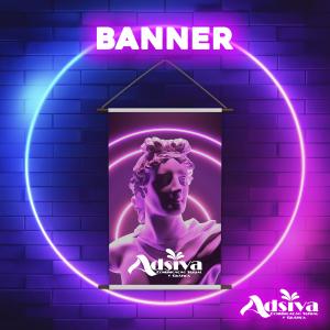 Lona Front 440gr Bastão ponteira e cordinha Formato Personalizado 4x0 Fosco Banner 